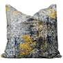 Aura 24" x 24" Blue Down Feather Pillow With Yellow Accent