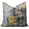 Aura 24" x 24" Blue Down Feather Pillow With Yellow Accent