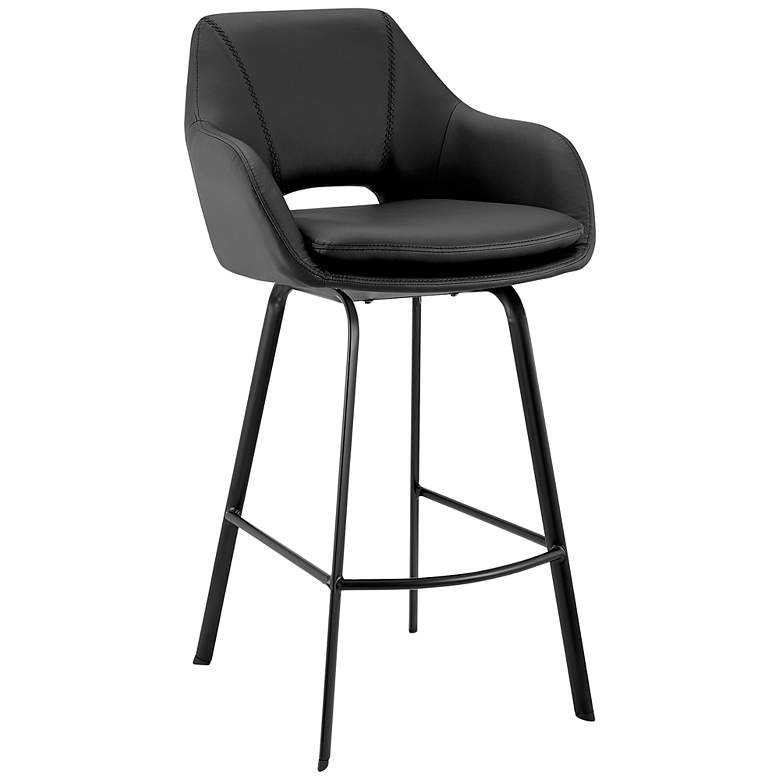 Image 2 Aura 26" Black Faux Leather with Black Base Counter Stool