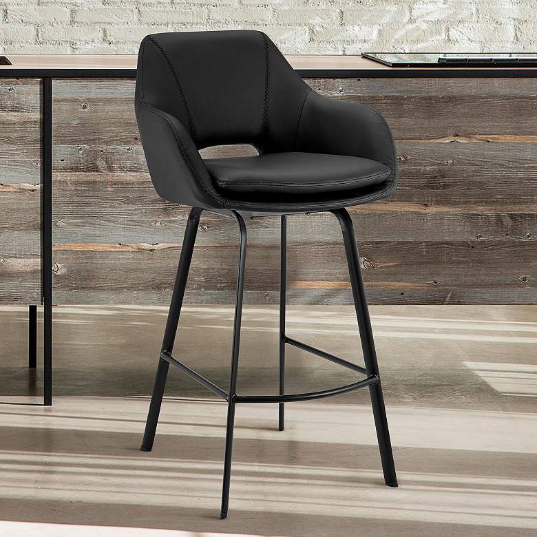 Image 1 Aura 26" Black Faux Leather with Black Base Counter Stool
