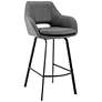 Aura 26" Gray Faux Leather with Black Base Counter Stool