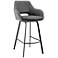 Aura 26" Gray Faux Leather with Black Base Counter Stool