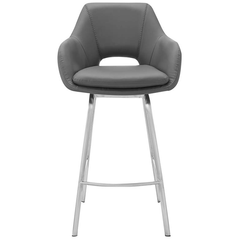 Image 4 Aura 26" Gray Faux Leather with Steel Base Counter Stool more views
