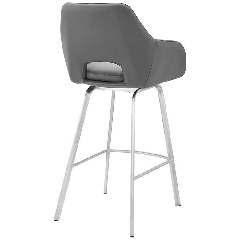 Image 5 Aura 26" Gray Faux Leather with Steel Base Counter Stool more views