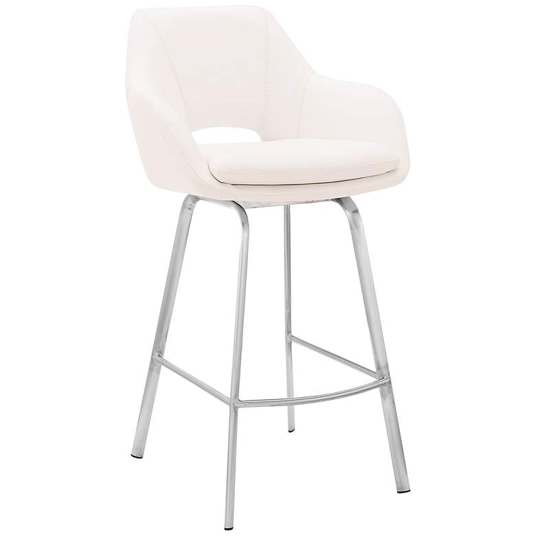 Image 1 Aura 26 inch White Faux Leather with Steel Base Counter Stool
