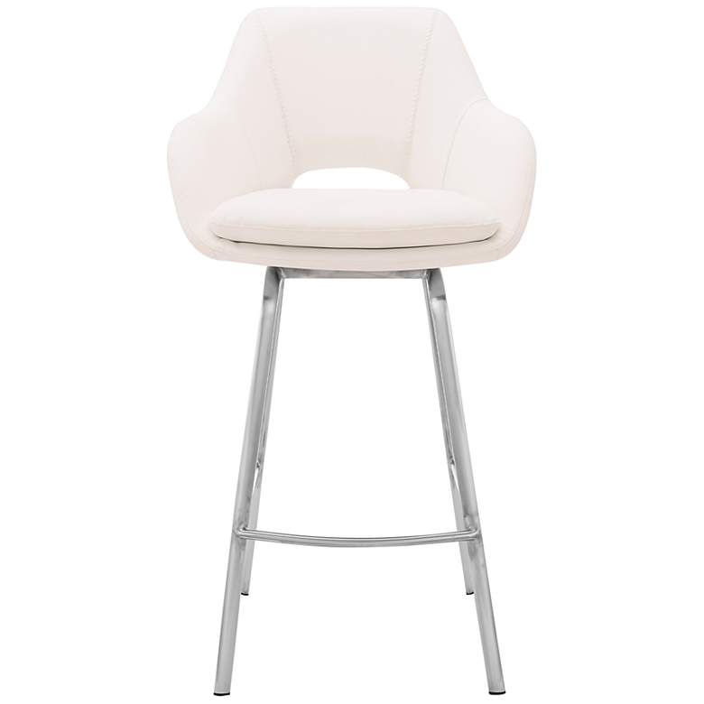 Image 5 Aura 26 inch White Faux Leather with Steel Base Counter Stool more views