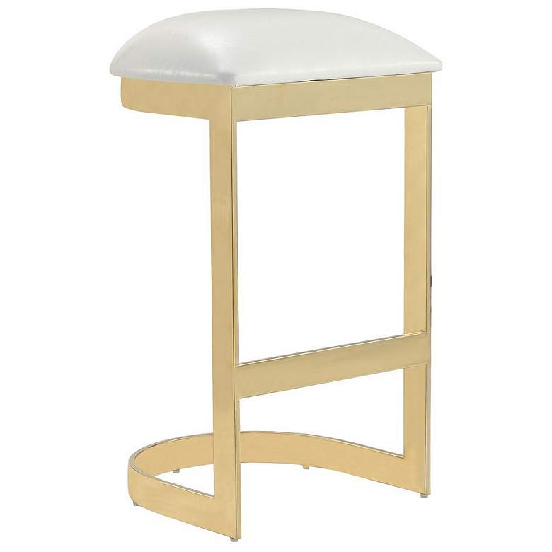Image 1 Aura 28.54 in. White and Polished Brass Stainless Steel Bar Stool