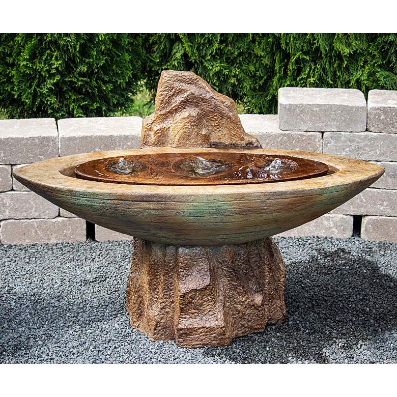 Image 1 Aura 29 inch High Relic Hi-Tone LED Outdoor Floor Fountain