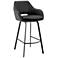 Aura 30" Brown Faux Leather and Black Metal Swivel Bar Stool