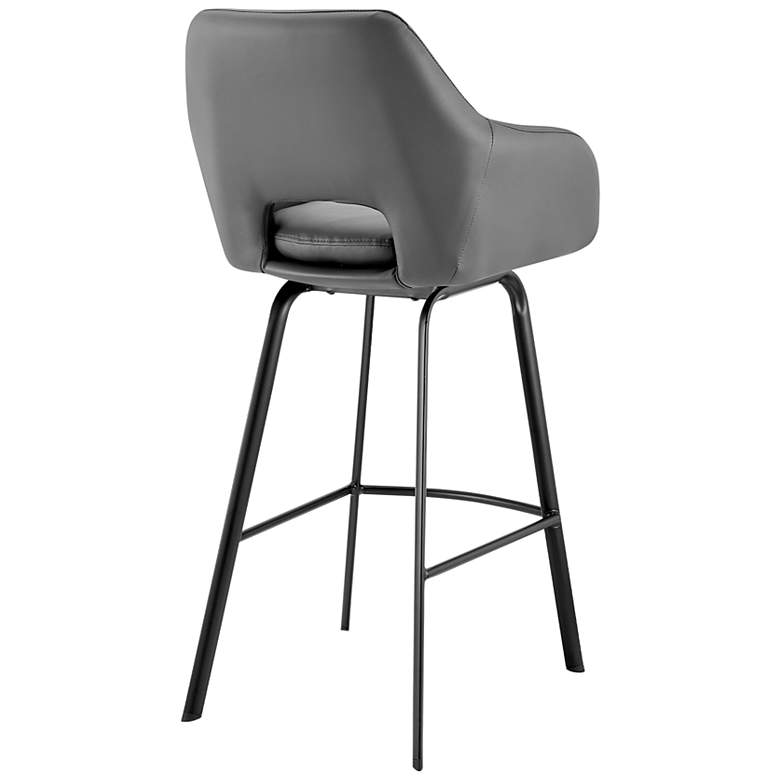 Image 6 Aura 30 inch Gray Faux Leather and Black Metal Swivel Bar Stool more views