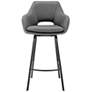 Aura 30" Gray Faux Leather and Black Metal Swivel Bar Stool