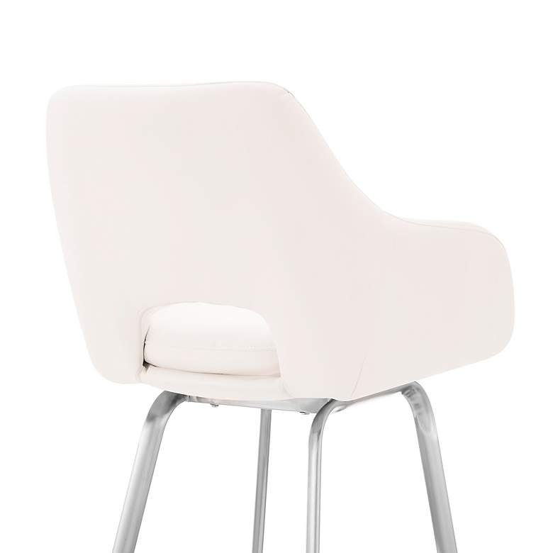 Image 4 Aura 30 inch White Faux Leather Brushed Steel Swivel Bar Stool more views