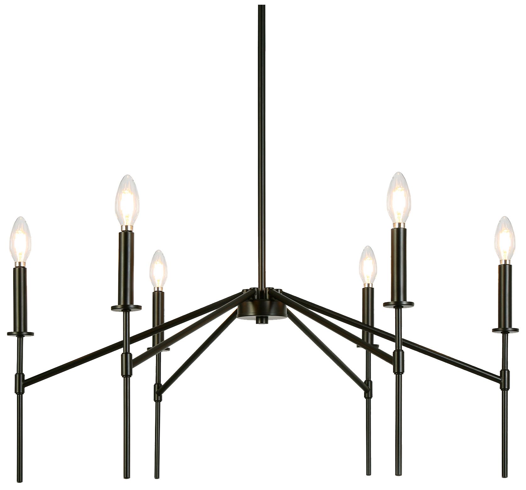 Aura 32 3/4" Wide Matte Black 6-Light Candle Chandelier