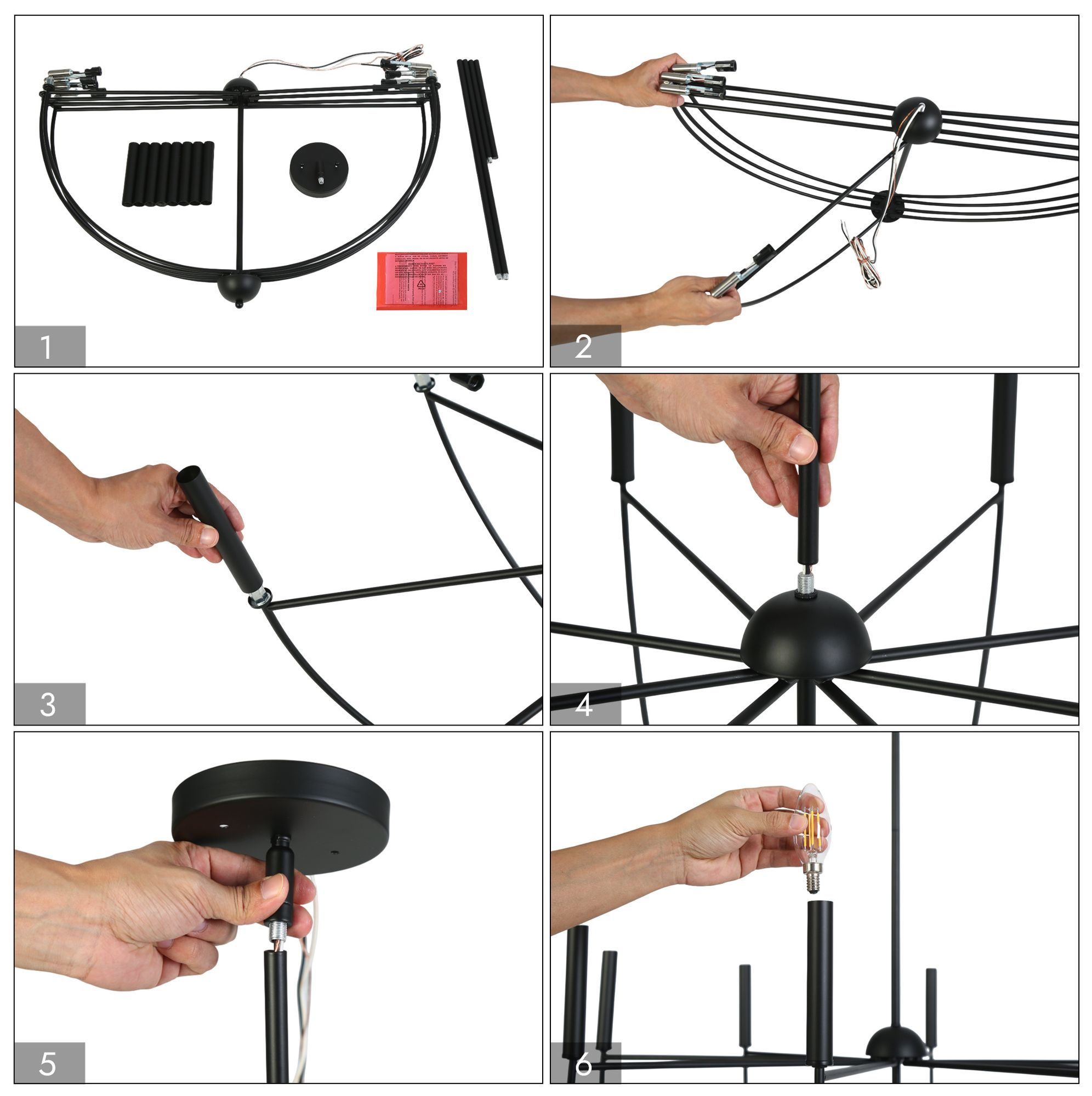 Thumbnail4 of Aura 35" Wide Matte Black 8-Light Chandelier more views