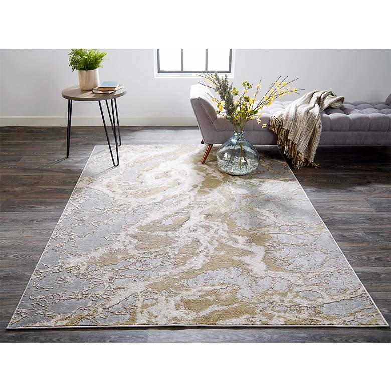 Aura 3563F 5&#39;x8&#39; Silver Gray and Beige Rectangular Area Rug