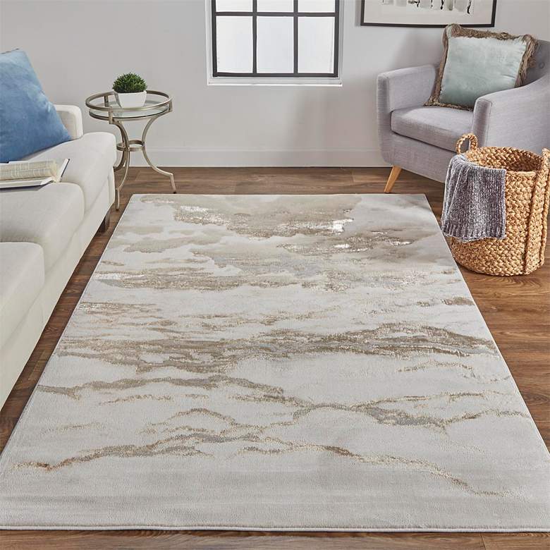 Image 1 Aura 3727F 5'x8' Cloudy Beige and Rich Gold Area Rug
