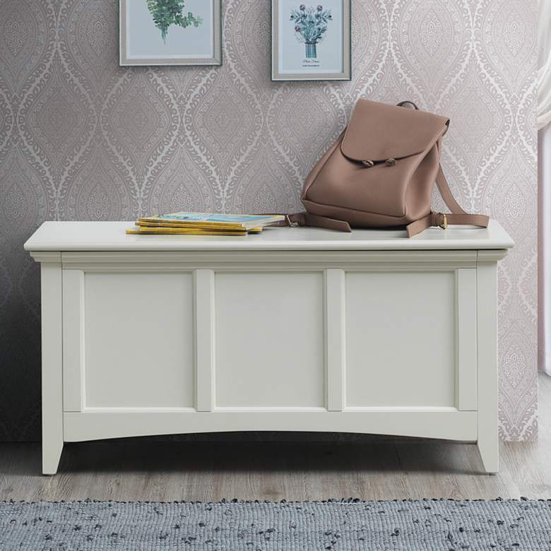 Image 1 Aura 39" Wide Antique Ivory Wood Storage Chest