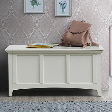 Aura 39" Wide Antique Ivory Wood Storage Chest