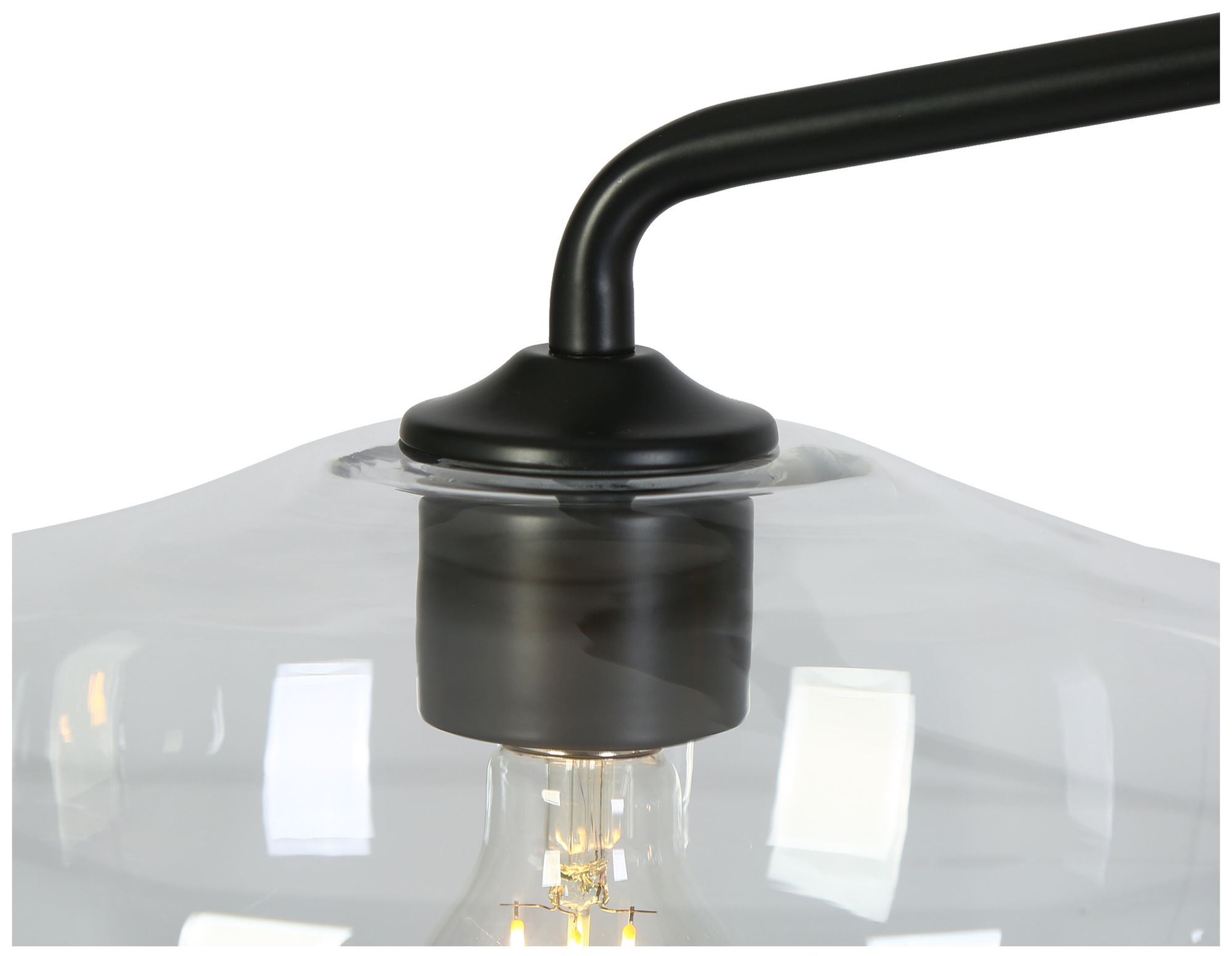 Image 3 Aura 47 1/4" Wide Matte Black Clear Glass 3-Light Island Pendant more views