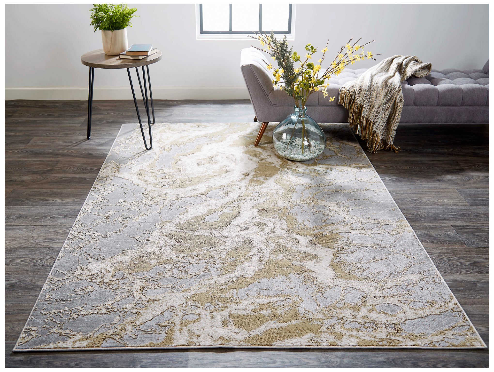 Image 2 Aura Abstract Indoor Ivory Area Rug 3563F 3'-11" x 6' more views