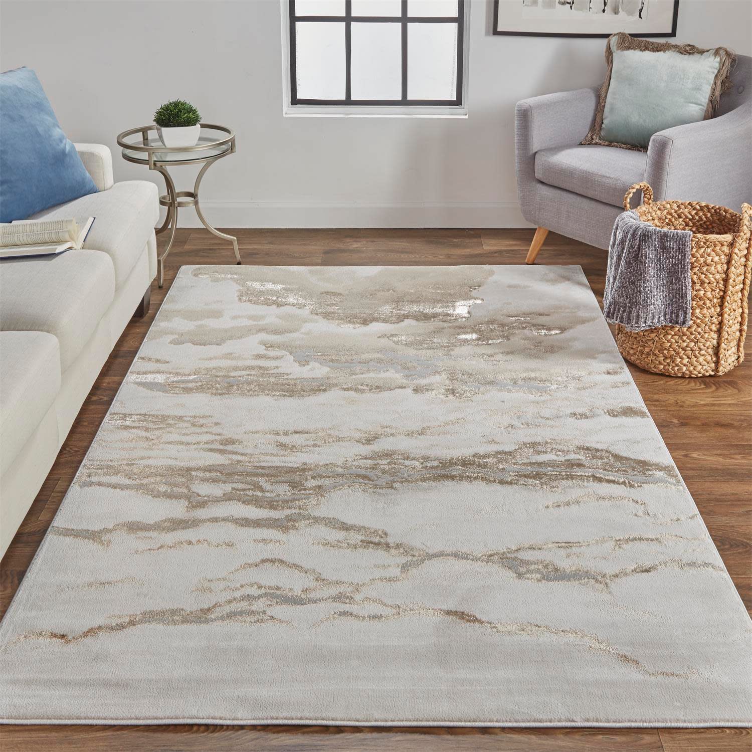 Image 2 Aura Abstract Indoor Ivory Area Rug 3727F 8' x 10' more views