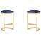 Aura Bar Stool in Blue and Polished Brass (Set of 2)