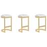Aura Bar Stool in White and Polished Brass (Set of 3)