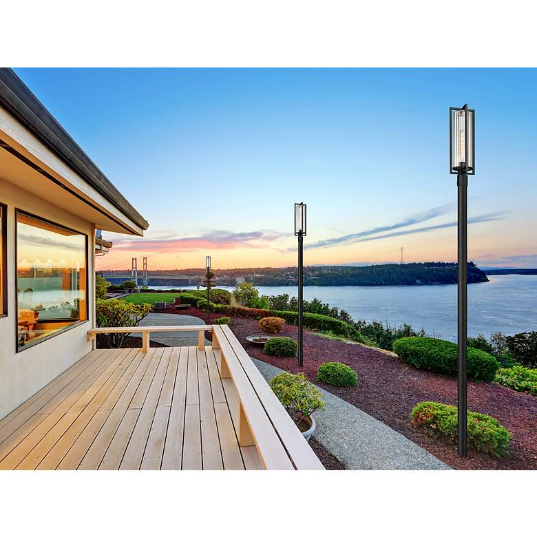 Image 3 Aura by Z-Lite Black 8 inch 1 Light Outdoor Post Mounted Fixture more views