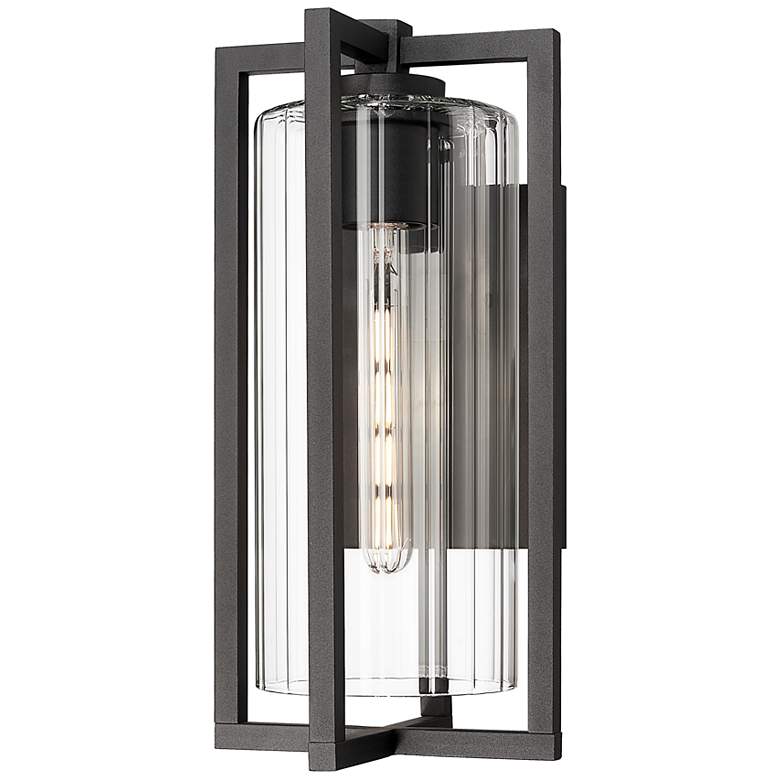 Image 1 Aura by Z-Lite Black 8 inch 1 Light Outdoor Wall Light