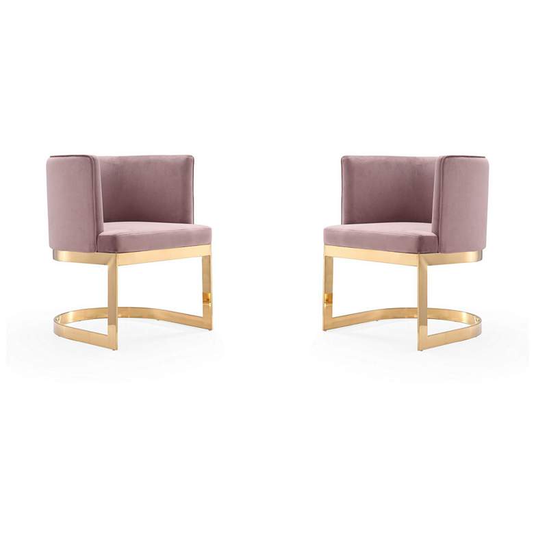 Image 1 Aura Dining Chair in Blush and Polished Brass (Set of 2)