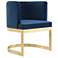 Aura Dining Chair in Royal Blue and Polished Brass