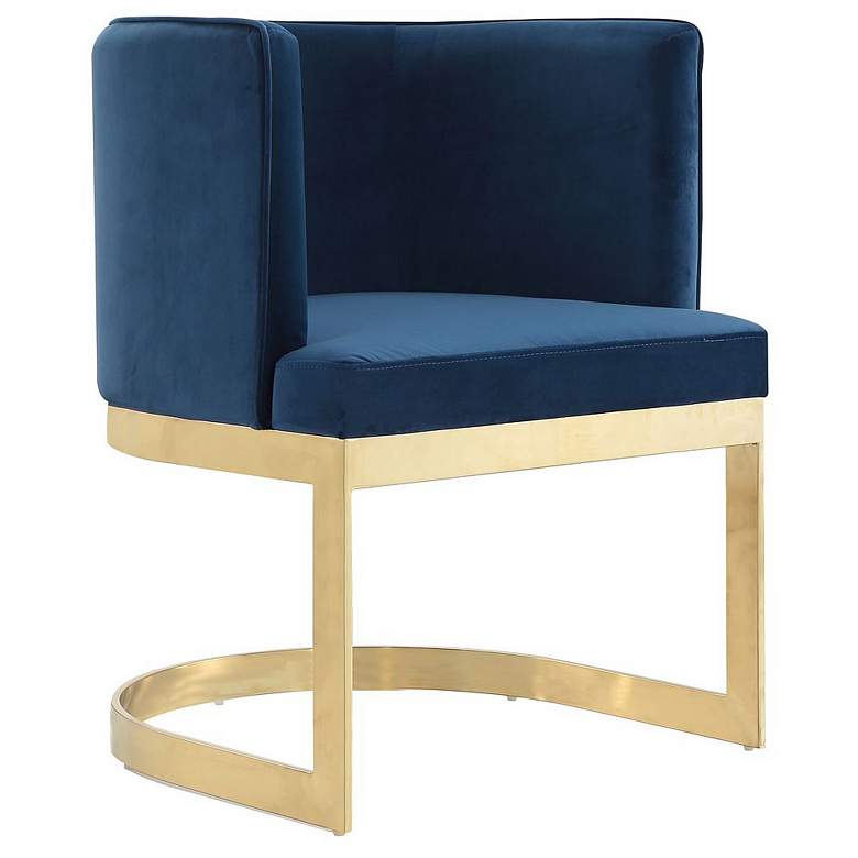 Image 1 Aura Dining Chair in Royal Blue and Polished Brass