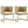 Aura Dining Chair in Sand and Polished Brass, Set of 2