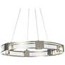 Aura Glass Pendant - Sterling Finish - Seeded Clear Glass - Standard Height