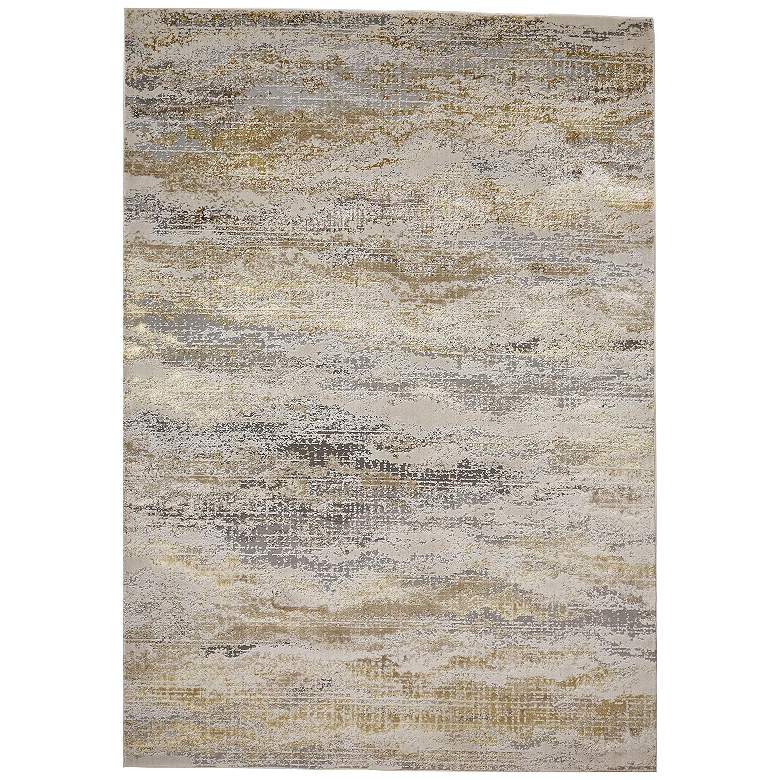 Image 1 Aura Modern Abstract Soft Indoor Gold Area Rug 3735F