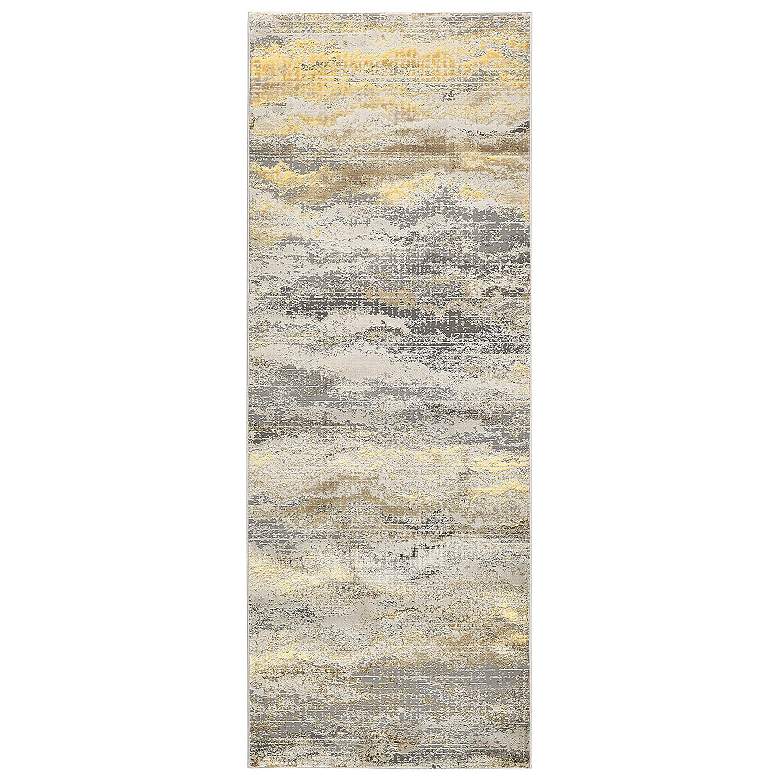 Image 1 Aura Modern Abstract Soft Indoor Gold Area Rug 3735F