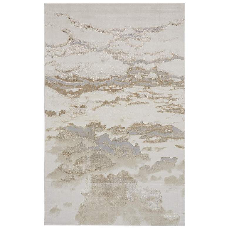 Image 1 Aura Modern Abstract Soft Indoor Ivory Area Rug 3727F