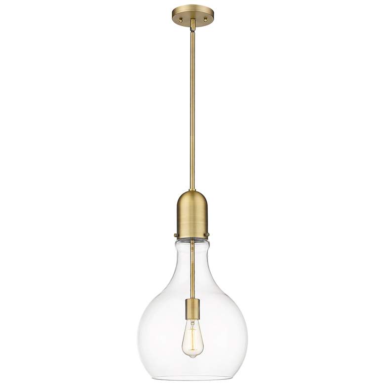 Image 1 Auralume Amherst 12" Brushed Brass Mini Pendant w/ Clear Shade
