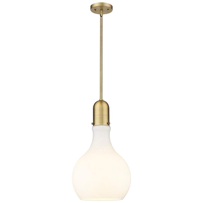 Image 1 Auralume Amherst 12" Brushed Brass Mini Pendant w/ Matte White Shade