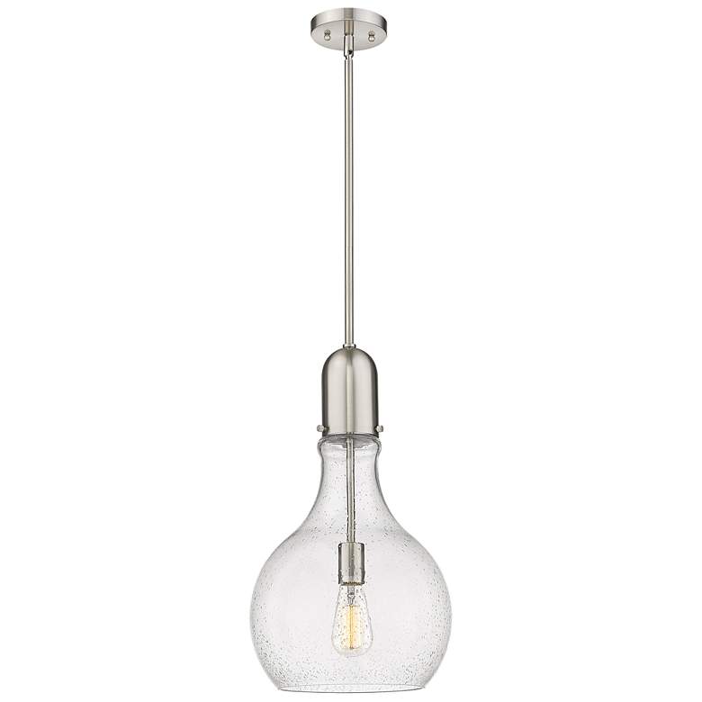Image 1 Auralume Amherst 12" Brushed Satin Nickel Mini Pendant w/ Seedy Shade