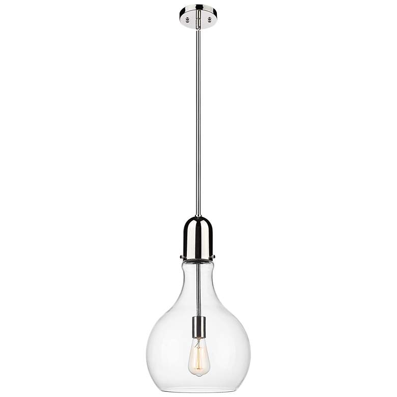 Image 1 Auralume Amherst 12" LED Mini Pendant - Polished Nickel - Clear Shade