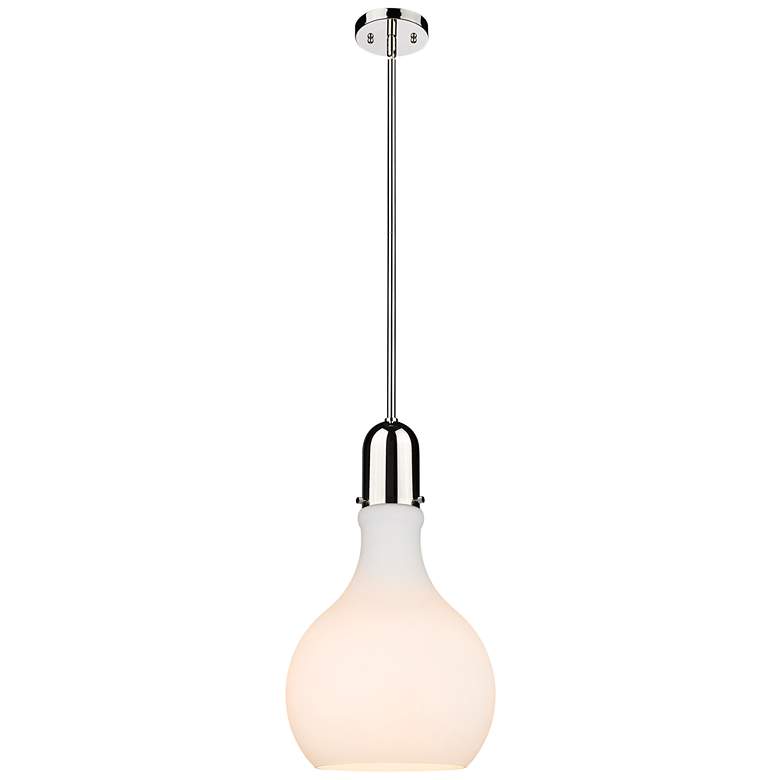 Image 1 Auralume Amherst 12" LED Mini Pendant - Polished Nickel - Matte White