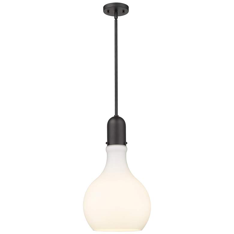 Image 1 Auralume Amherst 12" Matte Black Mini Pendant w/ Matte White Shade