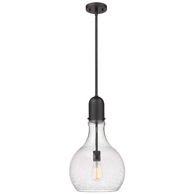 Image 1 Auralume Amherst 12" Matte Black Mini Pendant w/ Seedy Shade