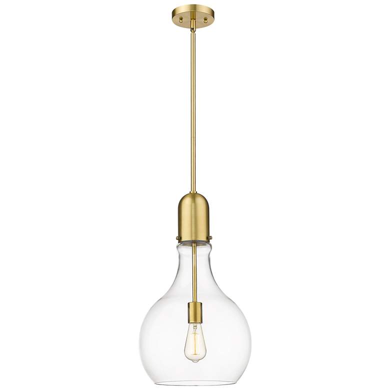 Image 1 Auralume Amherst 12" Satin Gold Mini Pendant w/ Clear Shade