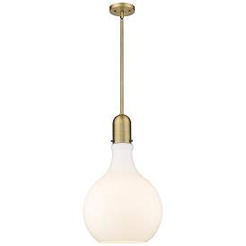 Image1 of Auralume Amherst 14" Brushed Brass Pendant w/ Matte White Shade