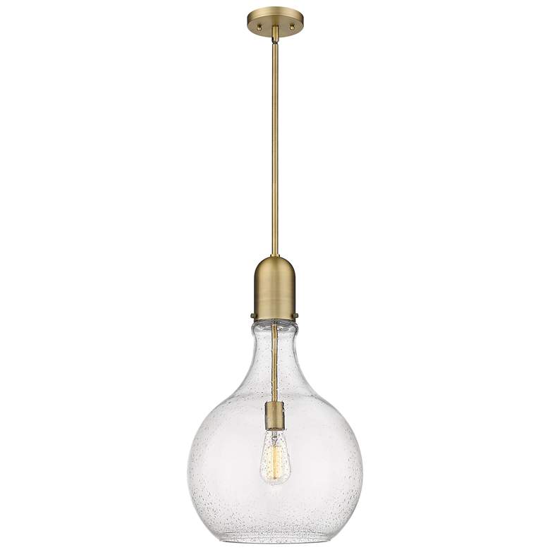 Image 1 Auralume Amherst 14" Brushed Brass Pendant w/ Seedy Shade