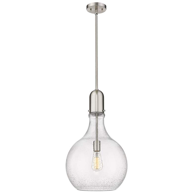 Image 1 Auralume Amherst 14" Brushed Satin Nickel LED Pendant With Seedy Shade