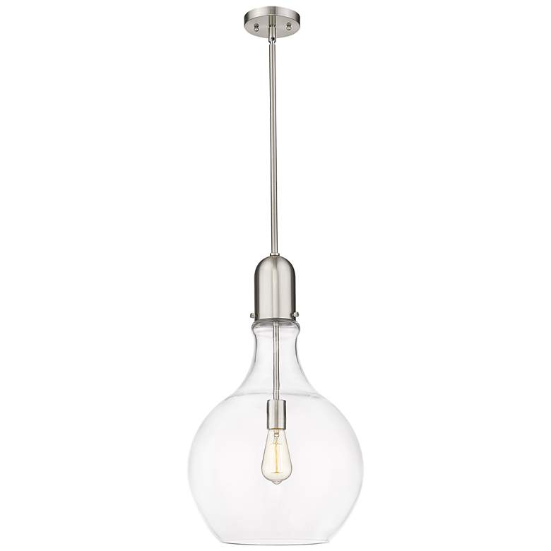 Image 1 Auralume Amherst 14" Brushed Satin Nickel Pendant w/ Clear Shade