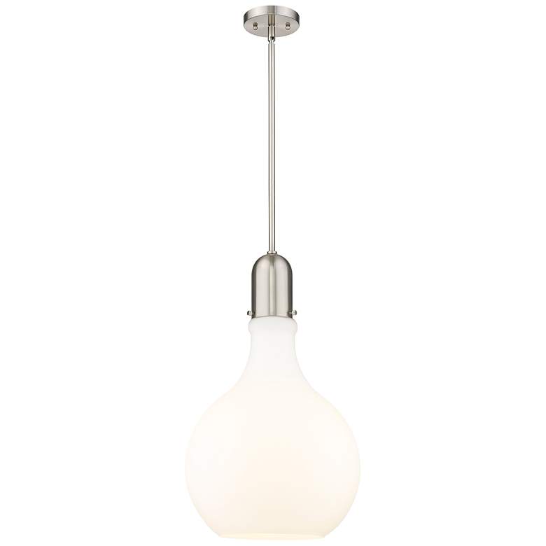 Image 1 Auralume Amherst 14" Brushed Satin Nickel Pendant w/ Matte White Shade